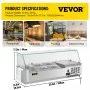 VEVOR Refrigerated Condiment Prep Station, 40-Inch, 7.8Qt Sandwich Prep Table with 1 1/3 Pan & 4 1/6 Pans, 150W Salad Bar with 304 Stainless Body Tempered Glass Shield Digital Temp Display Auto Defros