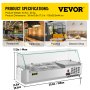 VEVOR Refrigerated Condiment Prep Station, 40-Inch, 7.8Qt Sandwich Prep Table w/ 1 1/3 Pan & 4 1/6 Pans, 150W Salad Bar w/ 304 Stainless Body Tempered Glass Shield Digital Temp Display Auto Defrost