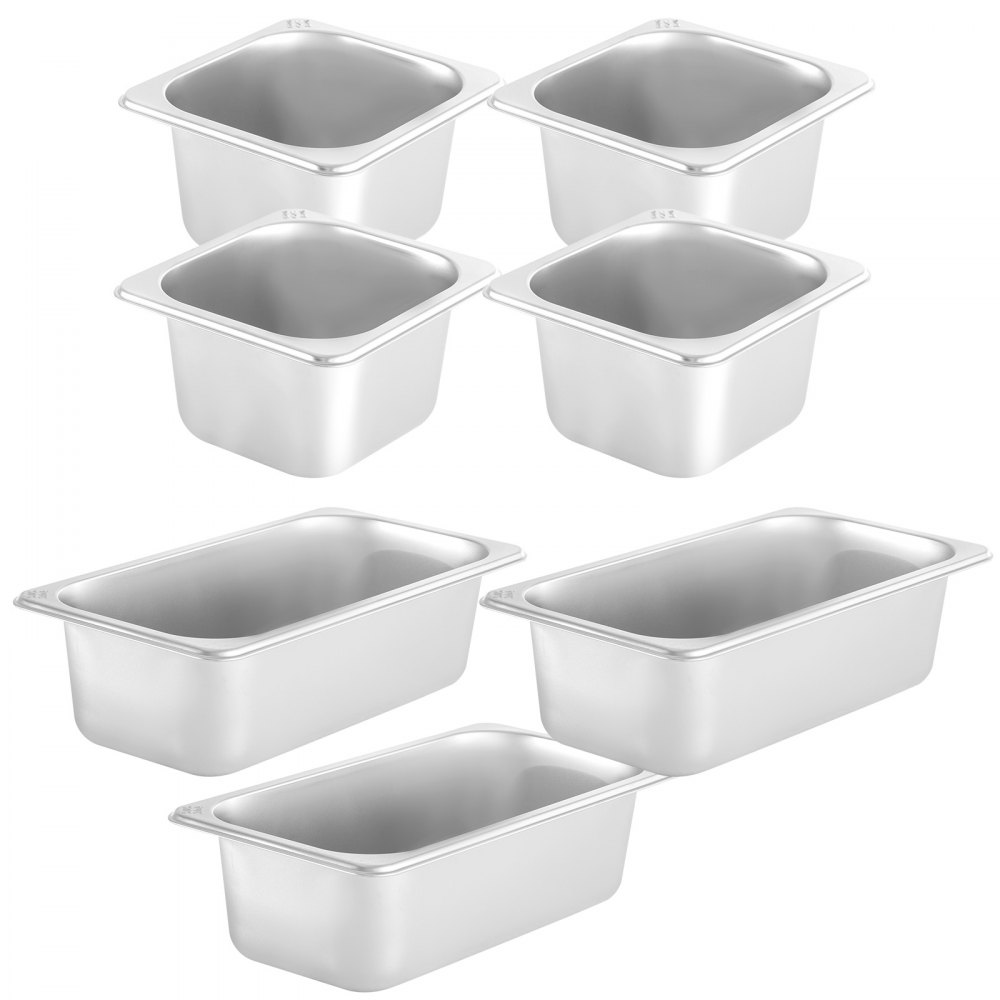 VEVOR Refrigerated Condiment Prep Station, 55-Inch, 13.8Qt Sandwich Prep Table with 3 1/3 Pans & 4 1/6 Pans, 150W Salad Bar with 304 Stainless Body Tempered Glass Shield Digital Temp Display Auto Defr