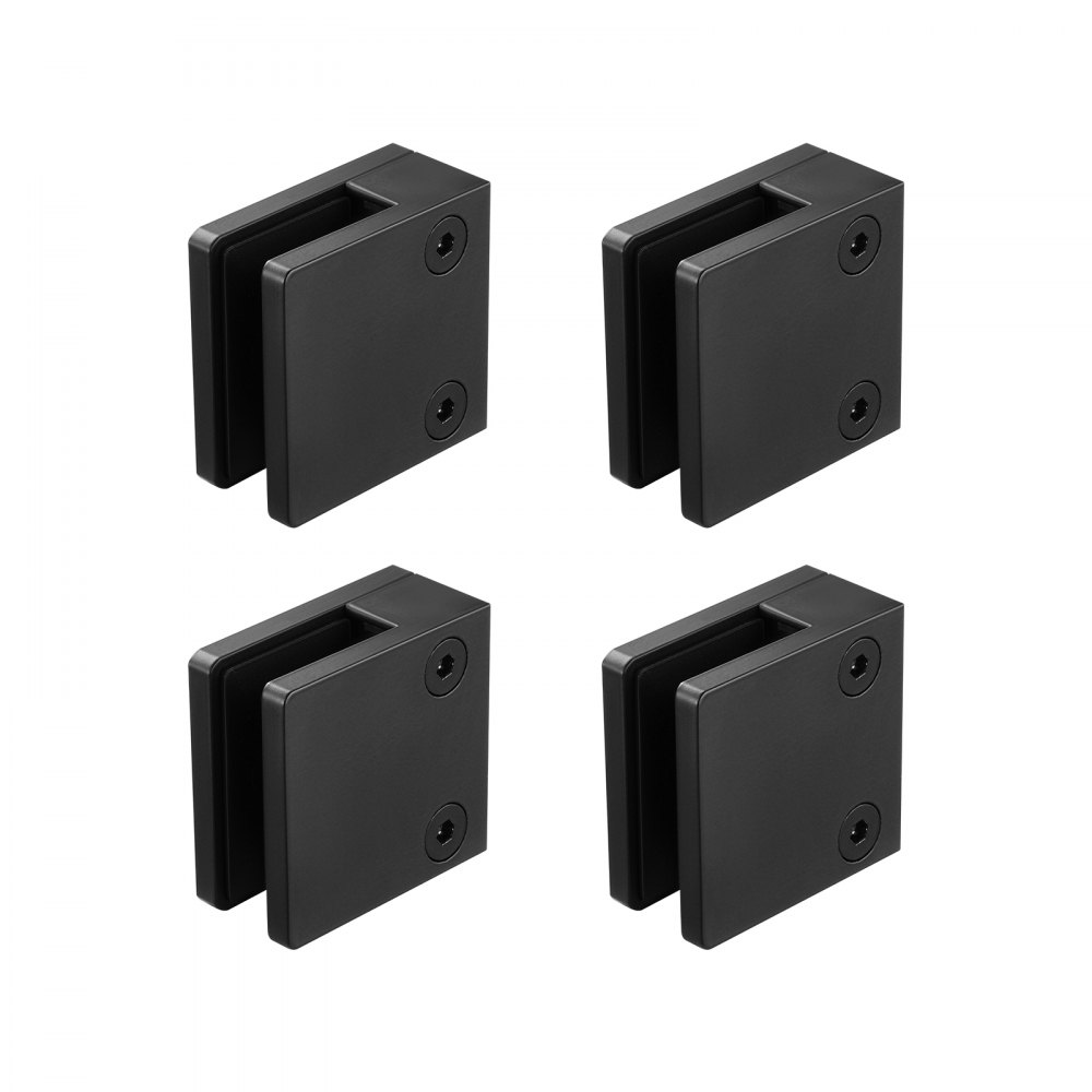 VEVOR Glass Clamp, 40 PCS Square Glass Railing Bracket for 0.31 "-0.47 " Tempered Glass, 304 Stainless Steel Glass Mounting Clamp, Glass Shelf Bracket for Balcony, Garden, Deck, Stair, Black