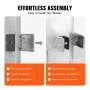 VEVOR Glass Clamp, 4 PCS Square Glass Railing Bracket for 0.31 "-0.47 " Tempered Glass, 304 Stainless Steel Glass Mounting Clamp, Glass Shelf Bracket for Balcony, Garden, Pool, Stair, Silver