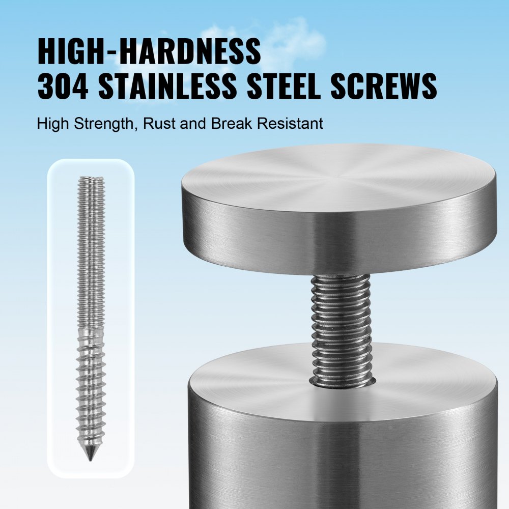 VEVOR Glass Clamp, 10 PCS Round Glass Railing Bracket for 0.31 "-0.62 " Tempered Glass, 316 Stainless Steel Glass Mounting Clamp, Glass Shelf Bracket for Balcony, Garden, Pool, Stair, Silver