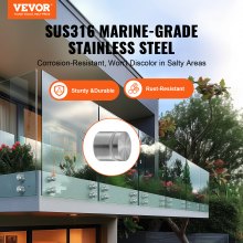 VEVOR Glass Clamp, 10 PCS Round Glass Railing Bracket for 0.31 "-0.62 " Tempered Glass, 316 Stainless Steel Glass Mounting Clamp, Glass Shelf Bracket for Balcony, Garden, Pool, Stair, Silver
