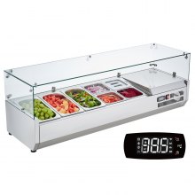 VEVOR Countertop Refrigerated Salad Pizza Prep Station 150 W Glass Guard CE