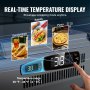 VEVOR refrigerated condiment prep station with real-time temperature display for salads, sandwiches, and pizza.