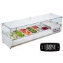 VEVOR Refrigerated Condiment Prep Station, 150 W Countertop Refrigerated Condiment Station, with 4 1/3 Pans & 4 1/6 Pans, 304 Stainless Body and PC Lid, Sandwich Prep Table with Glass Guard, ETL