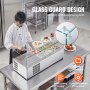 chef preparing food at a commercial kitchen's VEVOR refrigerated condiment prep station with glass guard.