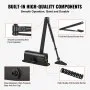 VEVOR Door Closer, Automatic Door Closer Commercial or Residential Use for Door Weights 100 Lbs, Adjustable Size Hydraulic Buffer Door Closers Heavy Duty Cast Aluminum Body, Easy Install, Black