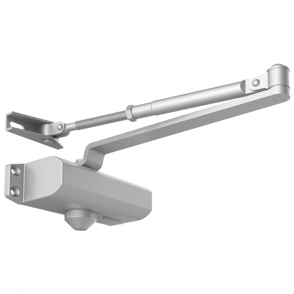 VEVOR Door Closer, Automatic Door Closer Commercial or Residential Use for Door Weights 100 Lbs, Adjustable Size Hydraulic Buffer Door Closers Heavy Duty Cast Aluminum Body, Easy Install, Silver