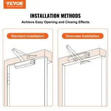 VEVOR Door Closer, Automatic Door Closer Commercial or Residential Use for Door Weights 68 kg, Adjustable Size Hydraulic Buffer Door Closers Heavy Duty Cast Aluminum Body, Easy Install, Black