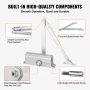 VEVOR Door Closer, Automatic Door Closer Commercial or Residential Use for Door Weights 68 kg, Adjustable Size Hydraulic Buffer Door Closers Heavy Duty Cast Aluminum Body, Easy Install, Silver