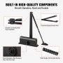 VEVOR Door Closer, Automatic Door Closer Commercial or Residential Use for Door Weights 85 kg, Adjustable Size Hydraulic Buffer Door Closers Heavy Duty Cast Aluminum Body, Easy Install, Black