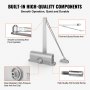 VEVOR Door Closer, Automatic Door Closer Commercial or Residential Use for Door Weights 187 Lbs, Adjustable Size Hydraulic Buffer Door Closers Heavy Duty Cast Aluminum Body, Easy Install, Silver