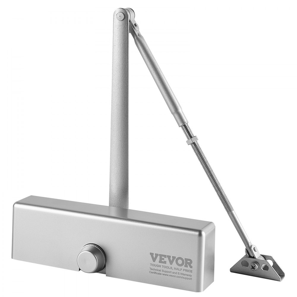 VEVOR Door Closer, Automatic Door Closer Commercial or Residential Use for Door Weights 120 kg, Adjustable Size Hydraulic Buffer Door Closers Heavy Duty Cast Aluminum Body, Easy Install, Silver
