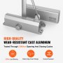 VEVOR Door Closer, Automatic Door Closer Commercial or Residential Use for Door Weights 120 kg, Adjustable Size Hydraulic Buffer Door Closers Heavy Duty Cast Aluminum Body, Easy Install, Silver