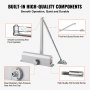 VEVOR Door Closer, Automatic Door Closer Commercial or Residential Use for Door Weights 120 kg, Adjustable Size Hydraulic Buffer Door Closers Heavy Duty Cast Aluminum Body, Easy Install, Silver