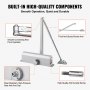 VEVOR Door Closer, Automatic Door Closer Commercial or Residential Use for Door Weights 265 Lbs, Adjustable Size Hydraulic Buffer Door Closers Heavy Duty Cast Aluminum Body, Easy Install, Silver