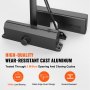 VEVOR Door Closer, Automatic Door Closer Commercial or Residential Use for Door Weights 150 kg, Adjustable Size Hydraulic Buffer Door Closers Heavy Duty Cast Aluminum Body, Easy Install, Black