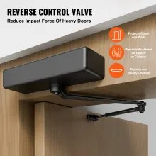 VEVOR Door Closer, Automatic Door Closer Commercial or Residential Use for Door Weights 150 kg, Adjustable Size Hydraulic Buffer Door Closers Heavy Duty Cast Aluminum Body, Easy Install, Black