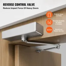 VEVOR Door Closer, Automatic Door Closer Commercial or Residential Use for Door Weights 150 kg, Adjustable Size Hydraulic Buffer Door Closers Heavy Duty Cast Aluminum Body, Easy Install, Silver