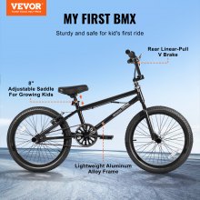 VEVOR 20-Inch BMX Bike Freestyle Bike Men Kid BMX Bicycle Aluminum Alloy Frame