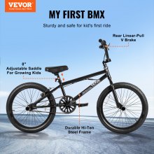 Vélo BMX VEVOR 20 pouces Vélo Freestyle Hommes Enfants Vélo BMX Cadre en acier Hi-Ten