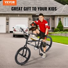 Vélo BMX VEVOR 20 pouces Vélo Freestyle Hommes Enfants Vélo BMX Cadre en acier Hi-Ten