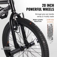 Vélo BMX VEVOR 20 pouces Vélo Freestyle Hommes Enfants Vélo BMX Cadre en acier Hi-Ten