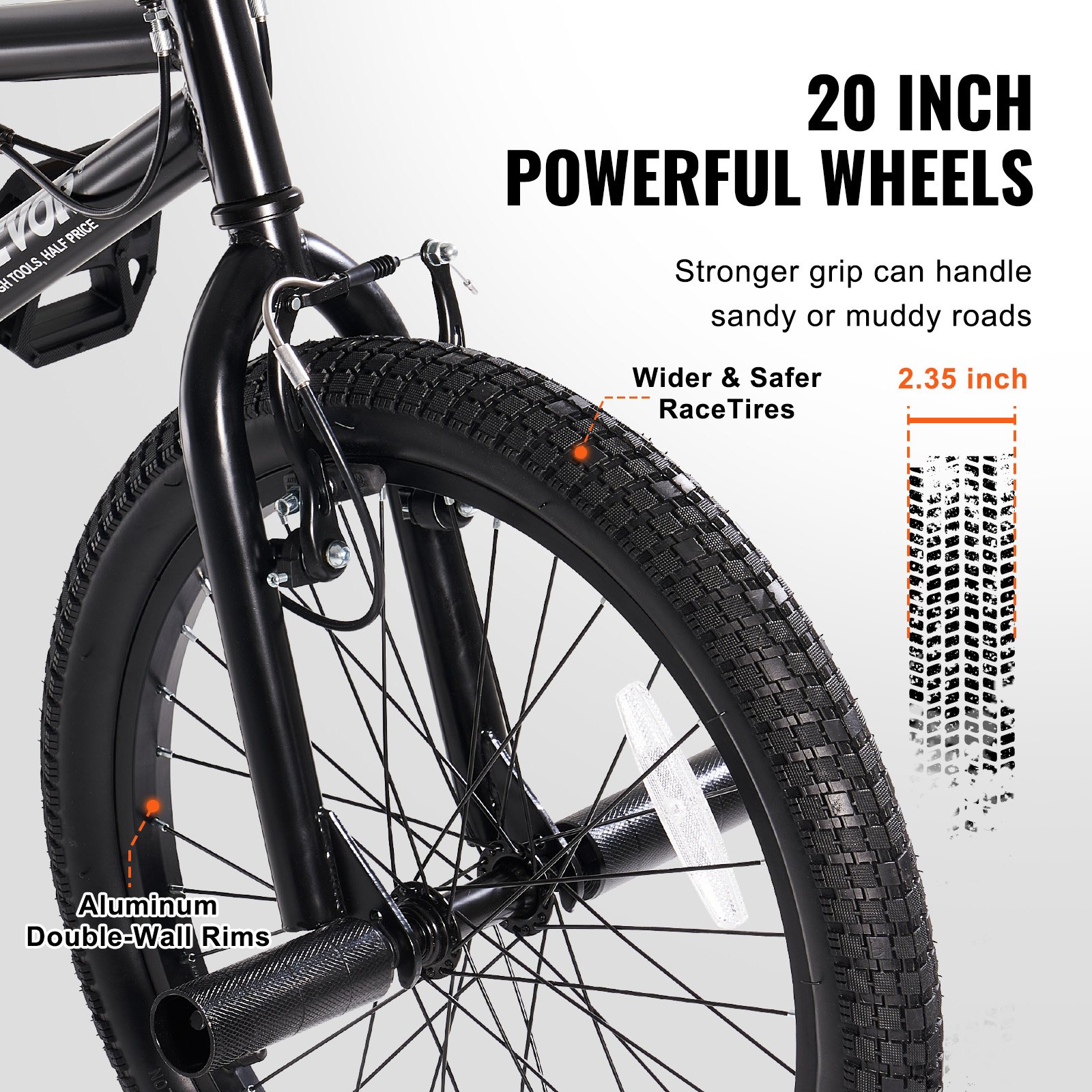 VEVOR BMX Bike, 20-Inch Wheel Freestyle Bike, BMX Race Bike with 360° Rotor and 4 Pegs, Beginner-Level BMX to Advanced Riders, BMX Bicycles for Teen Adult Men Women, Durable Hi-Ten Steel Frame