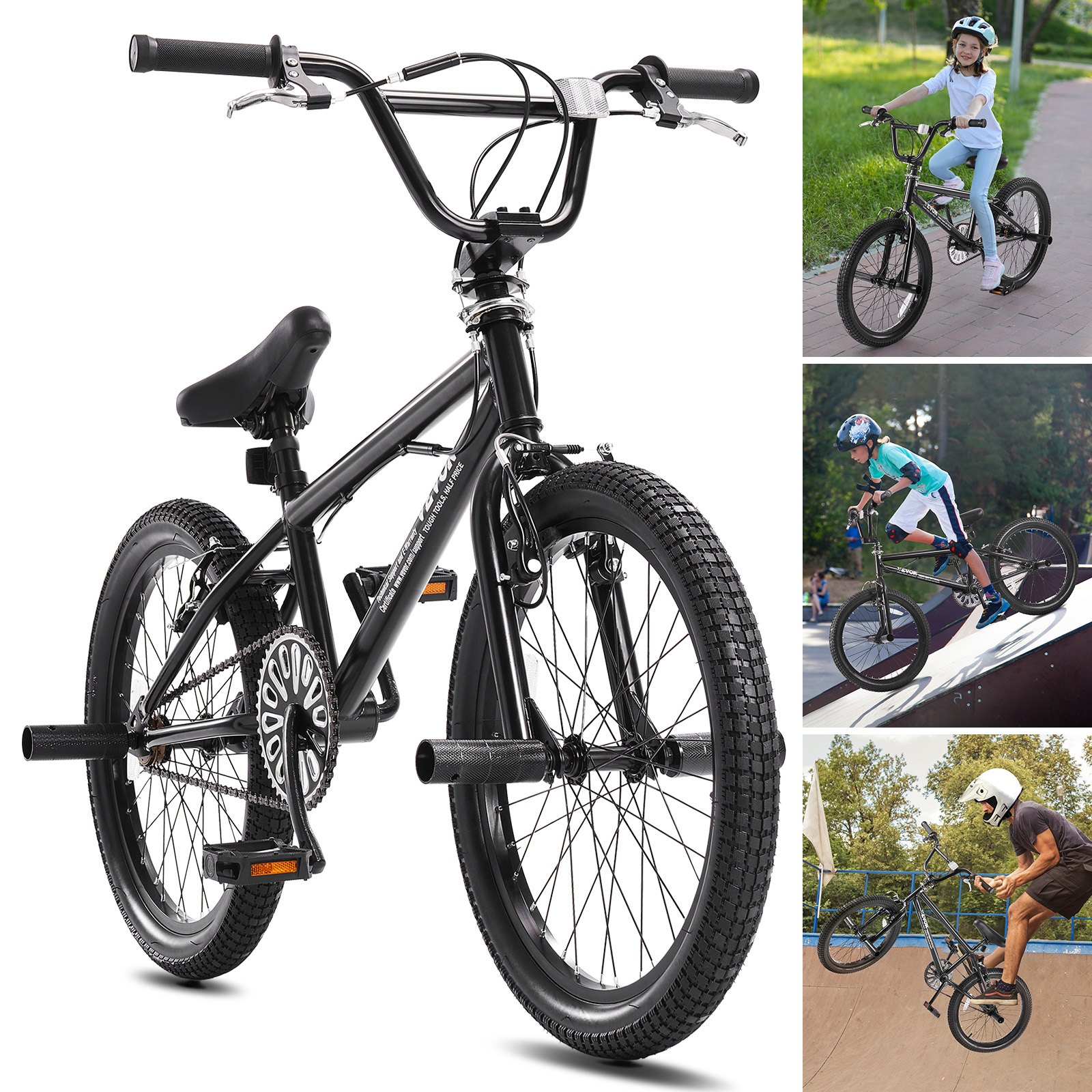 VEVOR BMX Bike, 20-Inch Wheel Freestyle Bike, BMX Race Bike with 360° Rotor and 4 Pegs, Beginner-Level BMX to Advanced Riders, BMX Bicycles for Teen Adult Men Women, Durable Hi-Ten Steel Frame