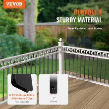 VEVOR Staircase Metal Balusters, 38'' x 1'' Flat Aluminum Alloy Decorative Banister Spindles, 72 Pack Deck Baluster with Screws, Classic Hollow Deck Railing Satin Black Powder Coated for Porch