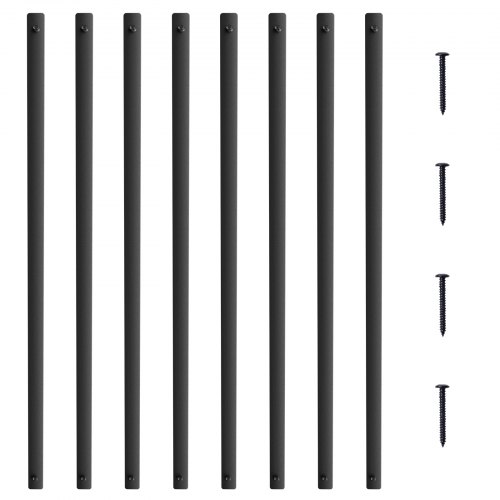 VEVOR Staircase Metal Balusters, 32.28" x 1" x 0.2" Flat Aluminum Alloy Decorative Banister Spindles, 51 Pack Deck Baluster with Screws, Classic Hollow Deck Railing Satin Black Powder Coated for Porch