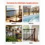 VEVOR 61 Pack Deck Balusters, 75 cm Galvanized Steel Railing Spindles, Hollow Rectangle Metal Decking Stair Balusters with Pre-Drilled Hole, End Caps, Screws, for Deck, Porch & Stair Railing, Black