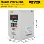 VEVOR Variable Frequency Drive, AC 110V Input 2.2KW Variable Frequency CNC Drive Inverter Converter, VFD 3HP 1 or 3 Phase Input, 3 Phase Output, CNC Motor Inverter Converter for Motor Speed Control