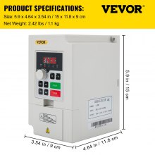 VEVOR Variable Frequency Drive, AC 110V Input 2.2KW Variable Frequency CNC Drive Inverter Converter, VFD 3HP 1 or 3 Phase Input, 3 Phase Output, CNC Motor Inverter Converter for Motor Speed Control