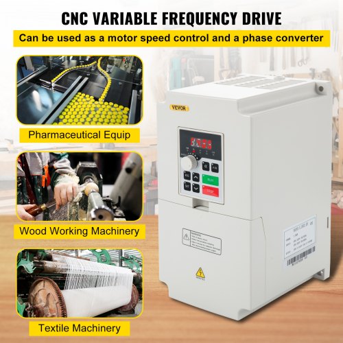 Huanyang 7.5KW 10HP VFD Variable Frequency Drive - 220V Single To 3 Phase Inverter For CNC, Motors