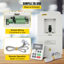 VEVOR Variable Frequency Drive, AC 220V Input 7.5KW Variable Frequency CNC Drive Inverter Converter, VFD 10HP 1 or 3 Phase Input, 3 Phase Output, CNC Motor Inverter Converter for Motor Speed Control