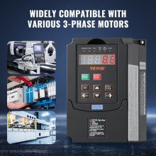 VEVOR VFD 2HP, 1.5KW, 7.5A, 1 or 3 Phase 220V Input to 3 Phase 220V Output Variable Frequency Drive, 40-60Hz Input, 0-400Hz Output VFD for Spindle Motor CNC Speed Control