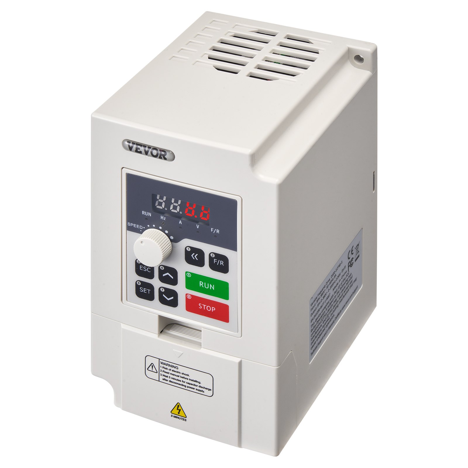 VEVOR VFD 3HP, 2,2 kW, 5 A, 3fázový AC 380 V vstup na 3fázový AC 0 - 380 V výstup Frekvenční měnič, vstup 50/60 Hz, výstup 0-2000 Hz, VFD pro regulaci otáček vřetenového motoru