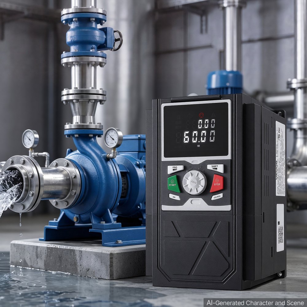 Variador de frecuencia VEVOR de 3 HP, 2,2 kW, 5,8 A, entrada/salida trifásica CA 480 V, salida trifásica a trifásica, VFD de 0 a 500 Hz, modos de control V/F SVC para un control preciso de la velocidad del motor.