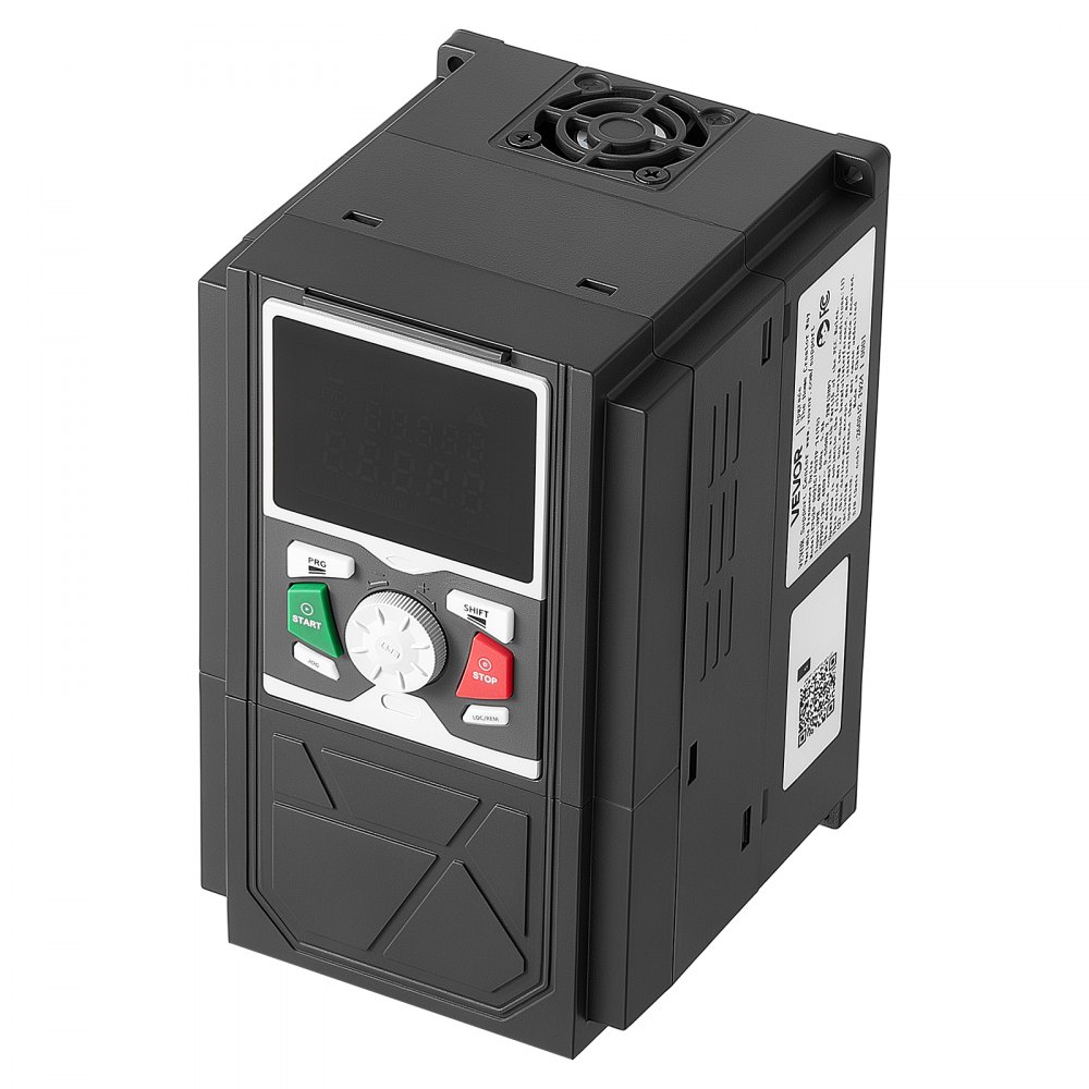 Variador de frecuencia VEVOR de 3 HP, 2,2 kW, 5,8 A, entrada/salida trifásica CA 480 V, salida trifásica a trifásica, VFD de 0 a 500 Hz, modos de control V/F SVC para un control preciso de la velocidad del motor.