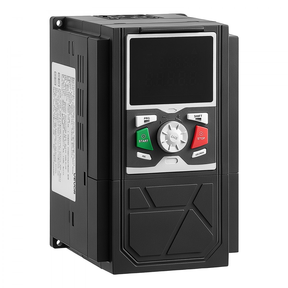 Variador de frecuencia VEVOR de 3 HP, 2,2 kW, 5,8 A, entrada/salida trifásica CA 480 V, salida trifásica a trifásica, VFD de 0 a 500 Hz, modos de control V/F SVC para un control preciso de la velocidad del motor.