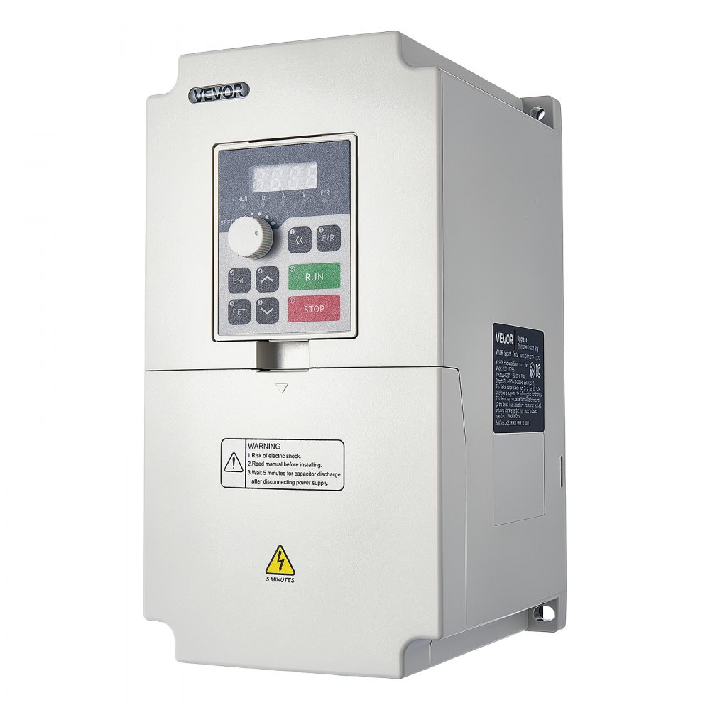 VEVOR 7.5HP 5.5KW 25A VFD, Single/3-Phase 220V Input to 3-Phase 220V Output, 0–2000Hz Variable Frequency Drive, Built-in PID for Constant Pressure Water Supply, Precision Motor Speed Control