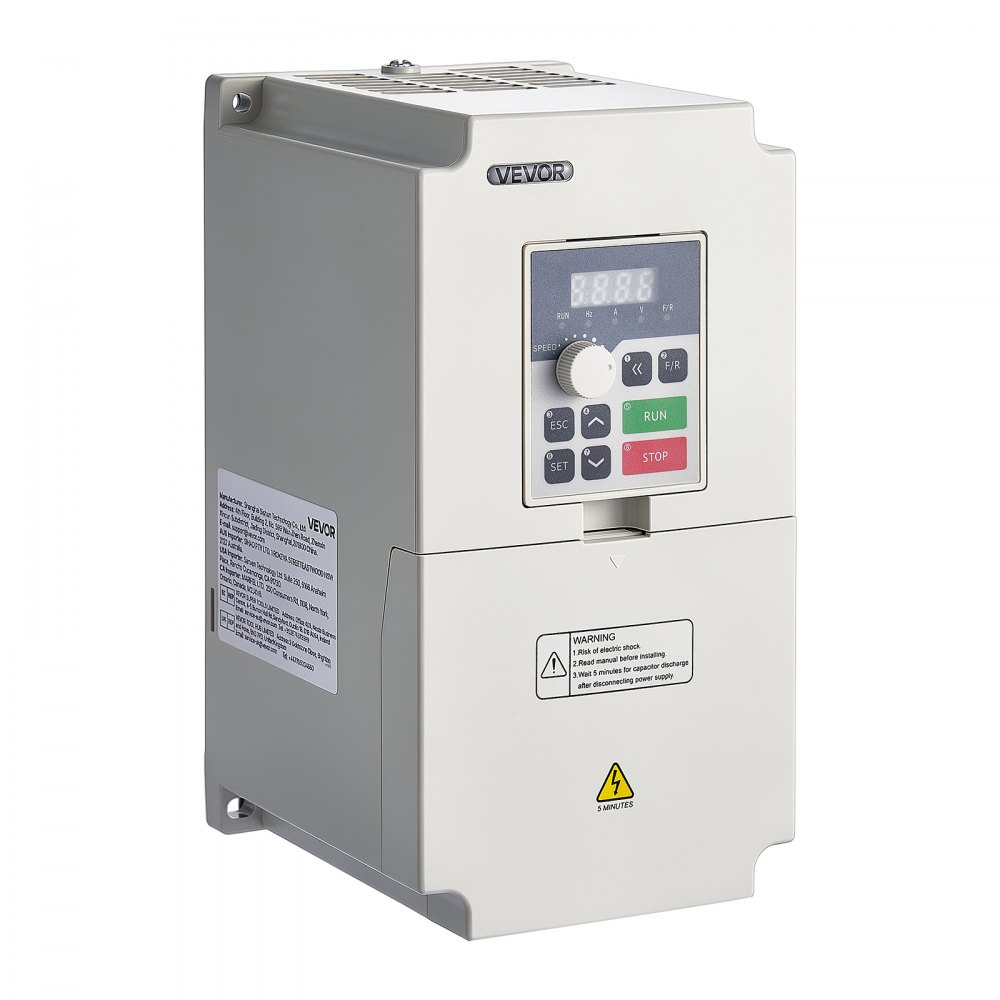 VEVOR 7.5HP 5.5KW 25A VFD, Single/3-Phase 220V Input to 3-Phase 220V Output, 0–2000Hz Variable Frequency Drive, Built-in PID for Constant Pressure Water Supply, Precision Motor Speed Control