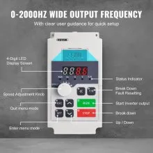 VEVOR VFD 7.5HP 5.5KW 25A 1 or 3 Phase AC 220V Input to 3 Phase AC 0~220V Output