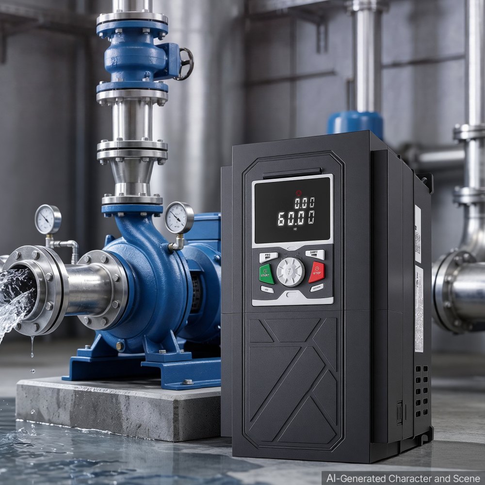 Variador de frecuencia VEVOR de 10 HP, 7,5 kW, 20,5 A, entrada/salida trifásica CA 480 V, salida trifásica a trifásica, VFD de 0 a 500 Hz, modos de control V/F SVC para un control preciso de la velocidad del motor.