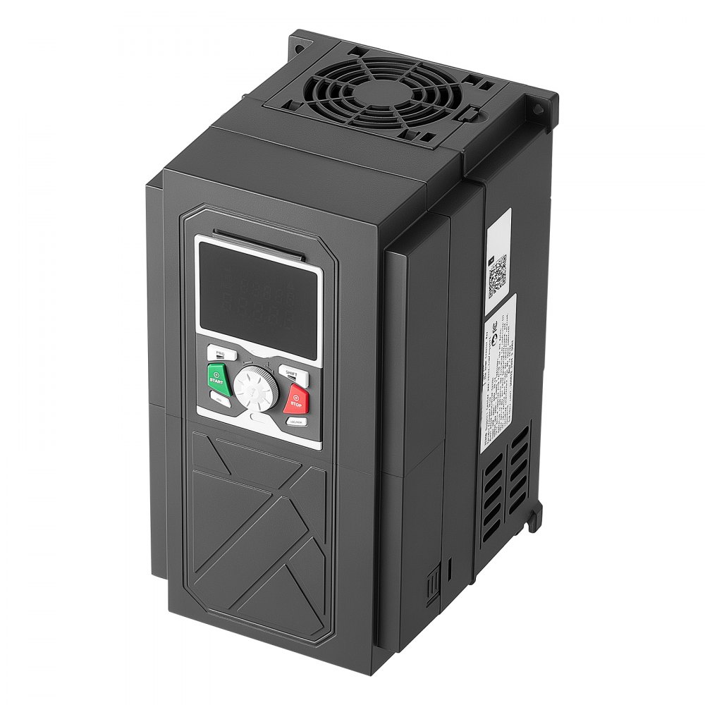 Variador de frecuencia VEVOR de 10 HP, 7,5 kW, 20,5 A, entrada/salida trifásica CA 480 V, salida trifásica a trifásica, VFD de 0 a 500 Hz, modos de control V/F SVC para un control preciso de la velocidad del motor.