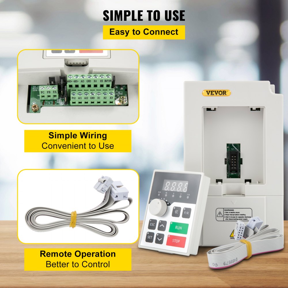 VEVOR Variable Frequency Drive, AC 220V Input 3KW Variable Frequency CNC Drive Inverter Converter, VFD 4HP 1 or 3 Phase Input, 3 Phase Output, CNC Motor Inverter Converter for Motor Speed Control