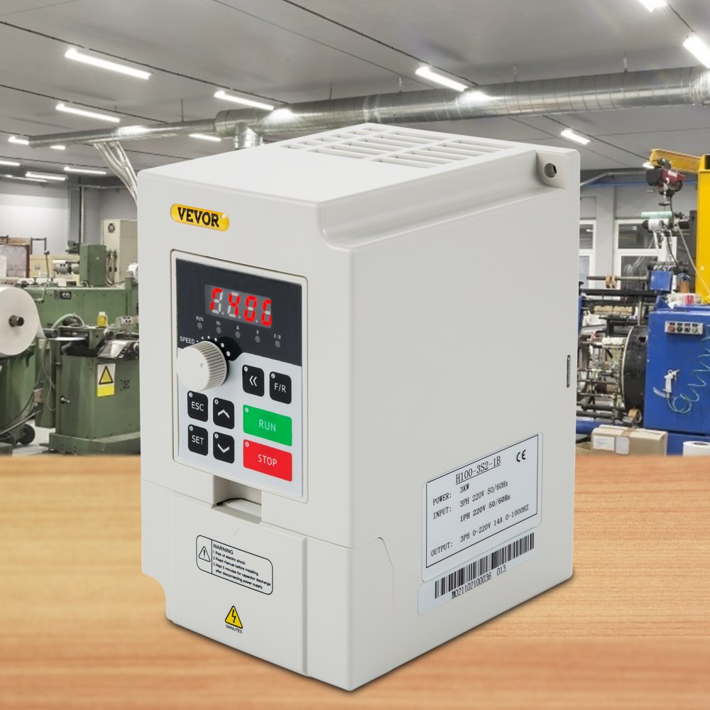 VEVOR Variable Frequency Drive, AC 220V Input 3KW Variable Frequency CNC Drive Inverter Converter, VFD 4HP 1 or 3 Phase Input, 3 Phase Output, CNC Motor Inverter Converter for Motor Speed Control