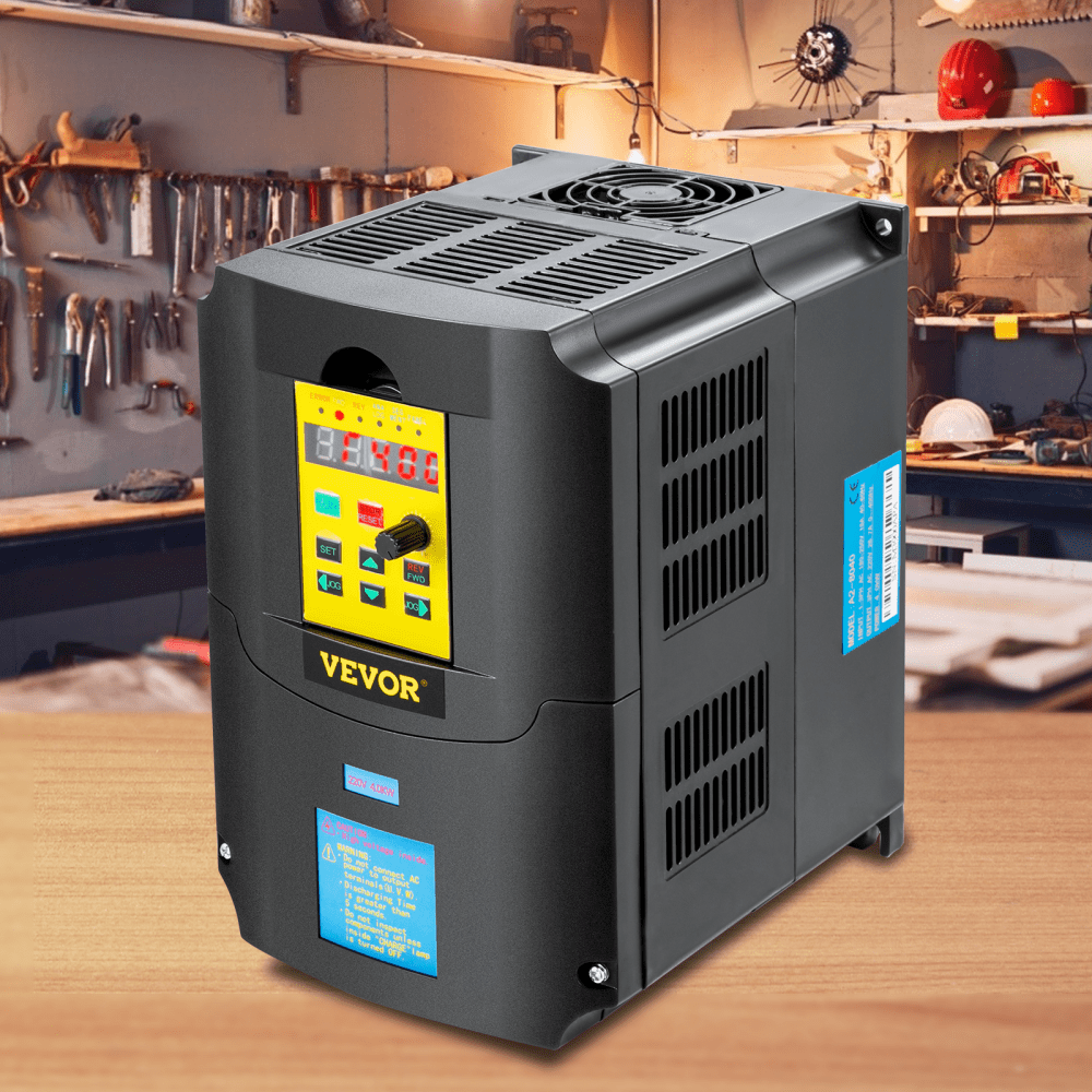 VEVOR Variable Frequency Drive, AC 220V Input 4KW Variable Frequency CNC Drive Inverter Converter, VFD 5.5HP 1 or 3 Phase Input, 3 Phase Output, CNC Motor Inverter Converter for Motor Speed Control